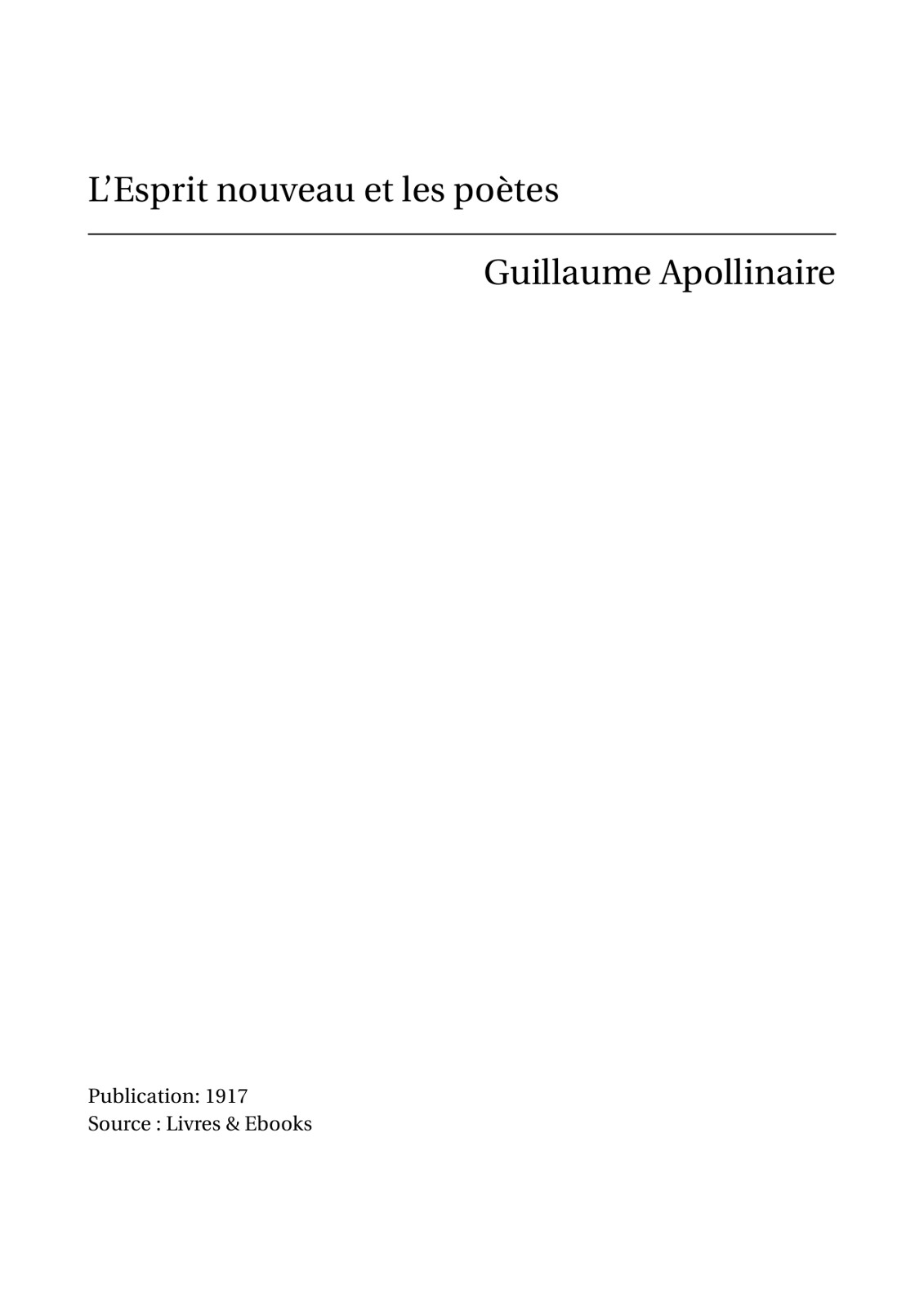 L'Esprit nouveau et les poètes